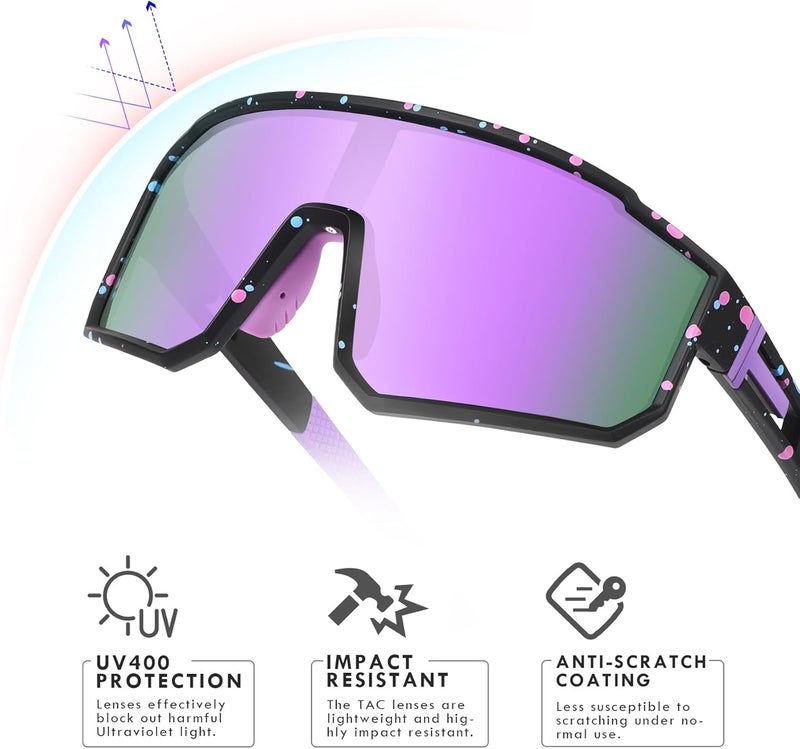 Derowern Youth Baseball Sunglasses, Kids Polarized Sports Sunglasses,UV400 Protection Glasses for Boys Girls Softball Cycling - Image 3